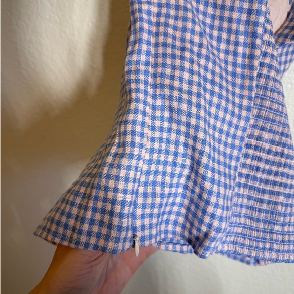 Reformation Malika Linen Top stellar check - Picture 6 of 8